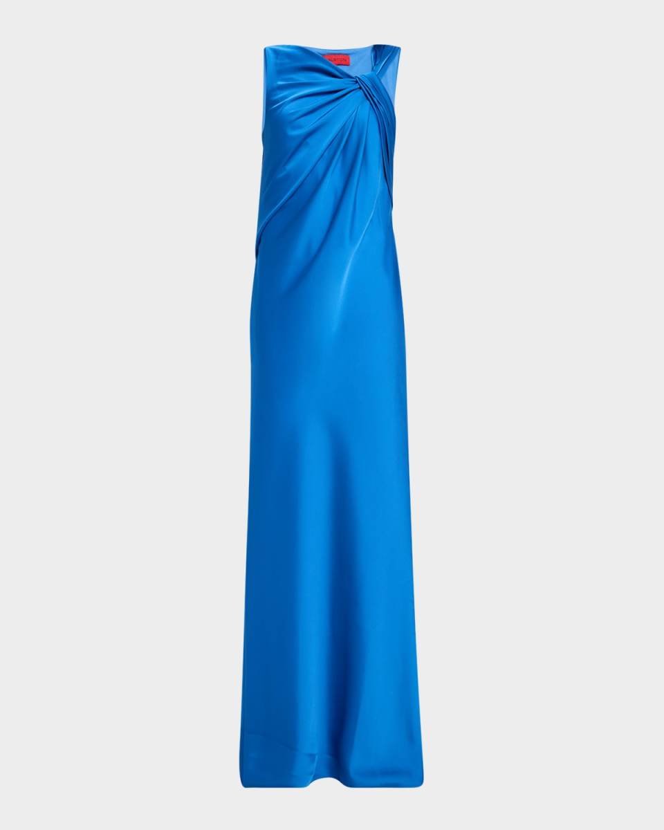 Francine Twist-Front Satin Column Gown